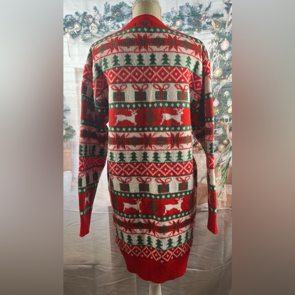 Merry Christmas by Poof Size:L Women Open Front  Holiday Cardigan  Multi Color - Picture 11 of 11